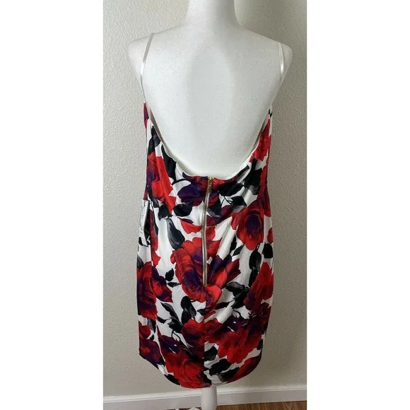 B.Darlin Junior's Sheath Dress Red Multi Plus Size 20X Strapless Floral-Print - Picture 7 of 10